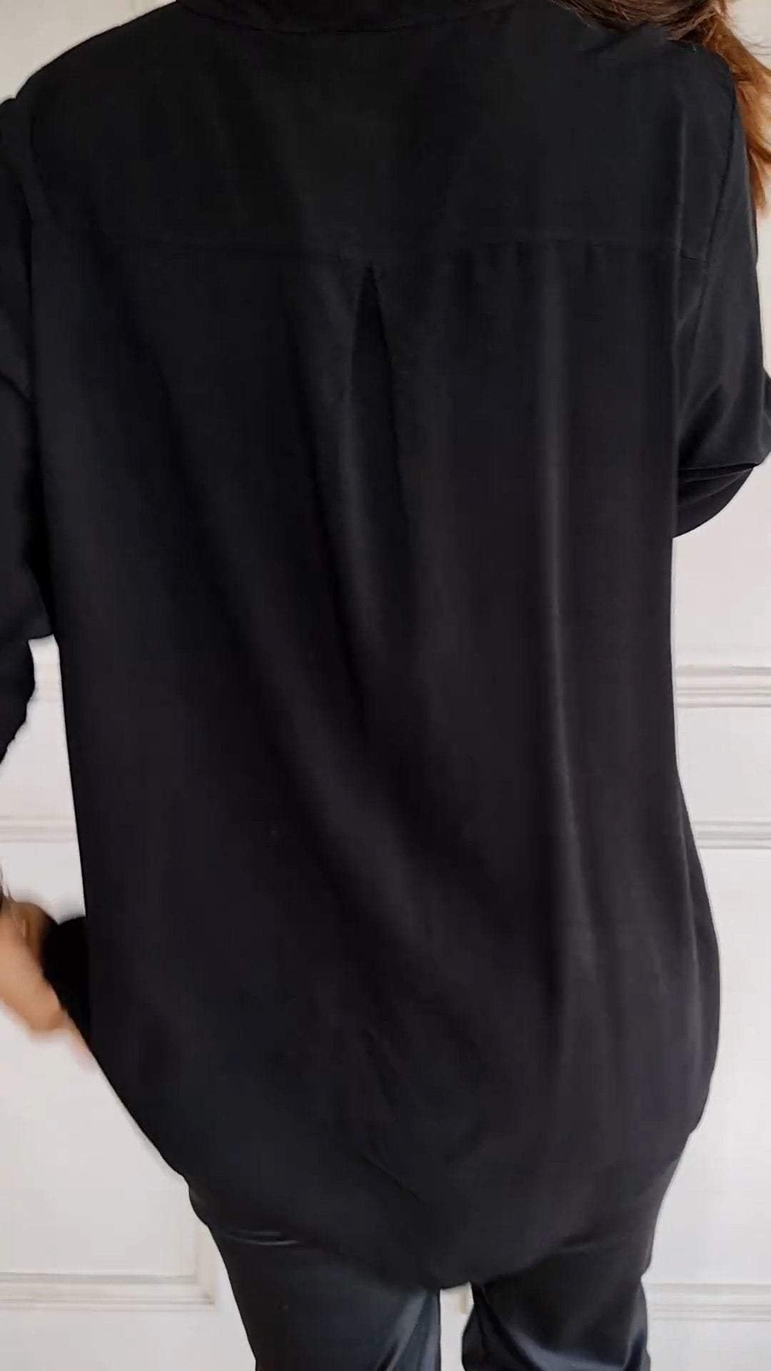 VERITY | Sequin Trim Button-Up Shirt