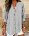 LINDA | Blue Striped V-Neck Top