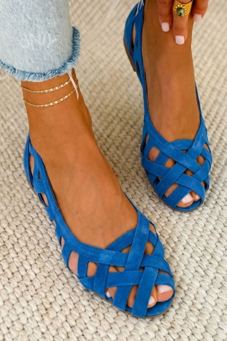 BETTY | Open Toe Flat Cross-Strap Sandals