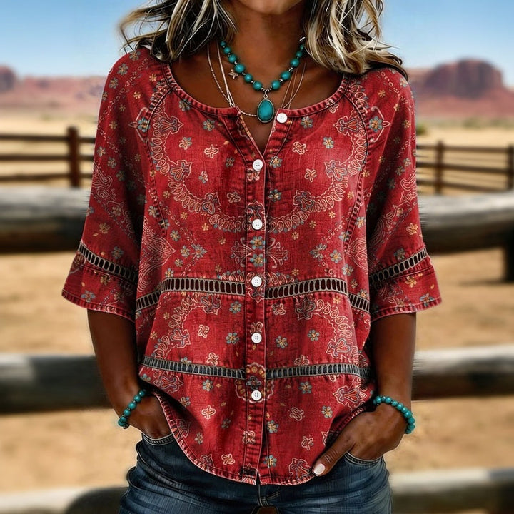 HARRIET | Vintage Blouse with Ethnic Print