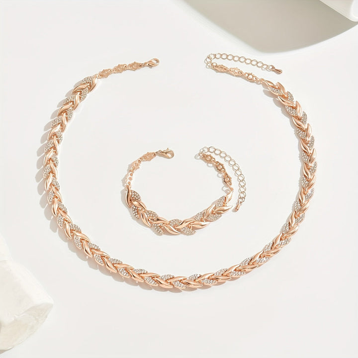 SERENA | Crystal Leaf Chain Necklace & Bracelet Set