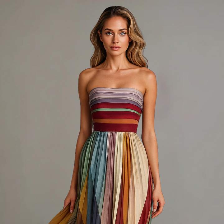 ISABELLA | Strapless Pleated Maxi Dress