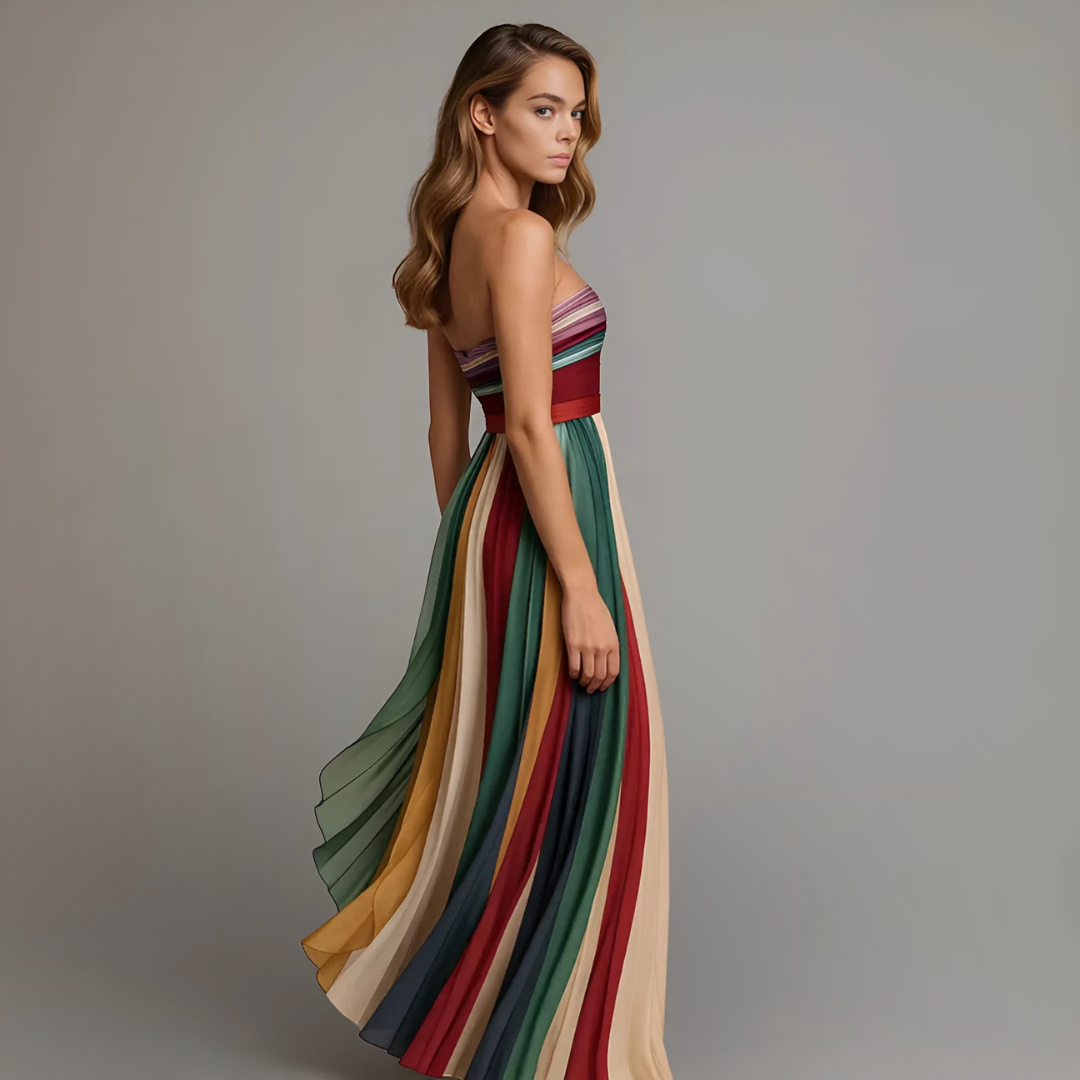 ISABELLA | Strapless Pleated Maxi Dress