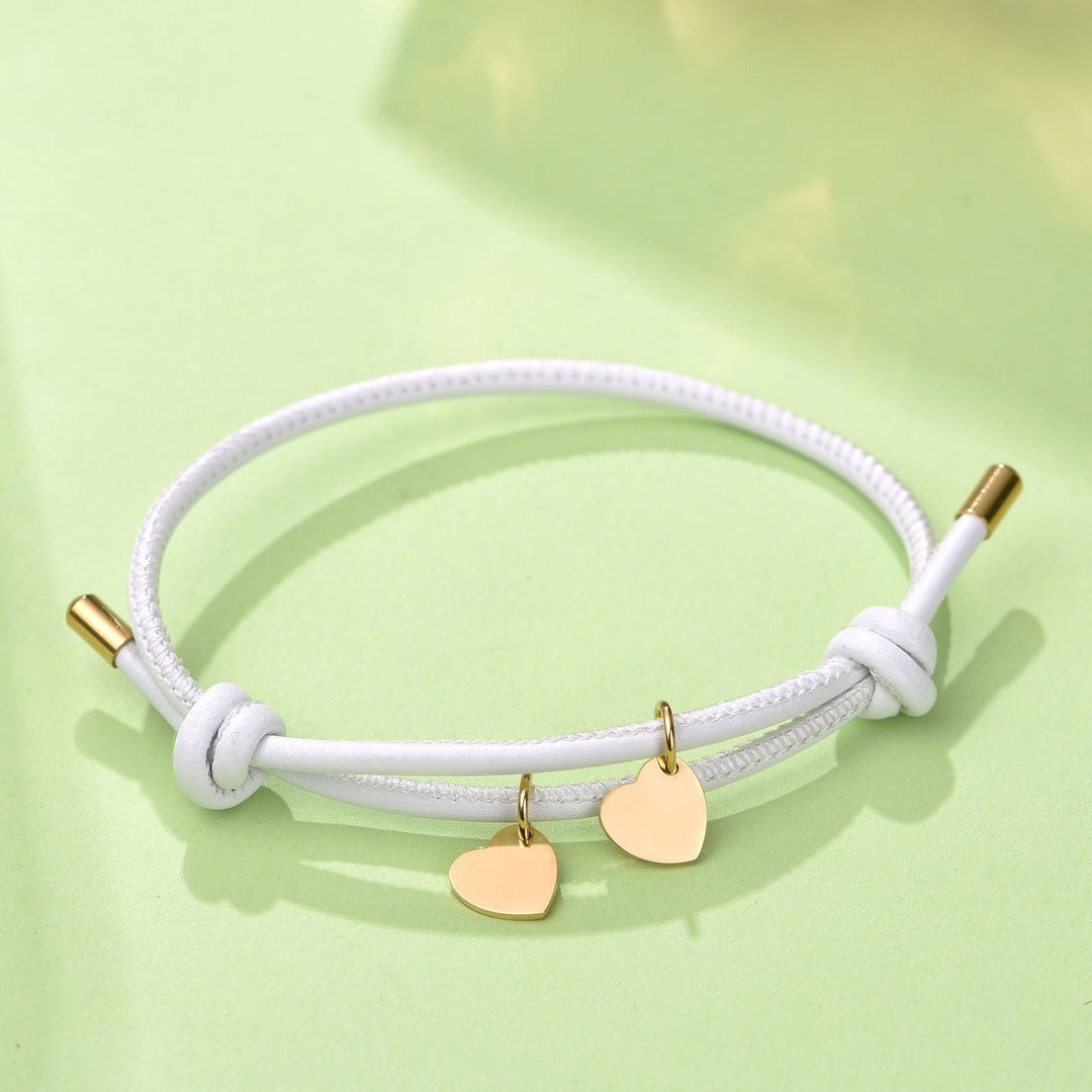 DOUBLE HEART LEATHER BRACELET