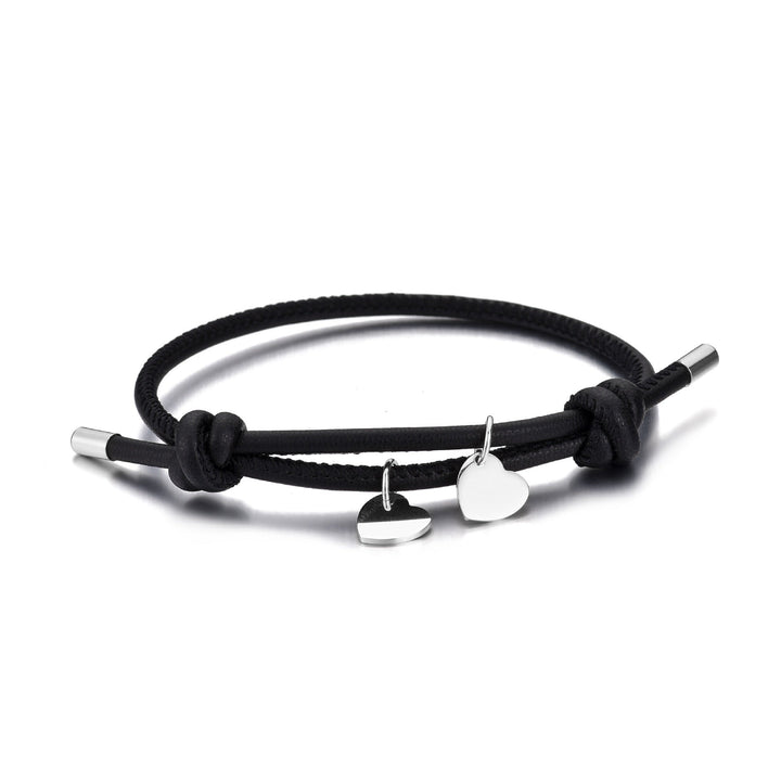 DOUBLE HEART LEATHER BRACELET