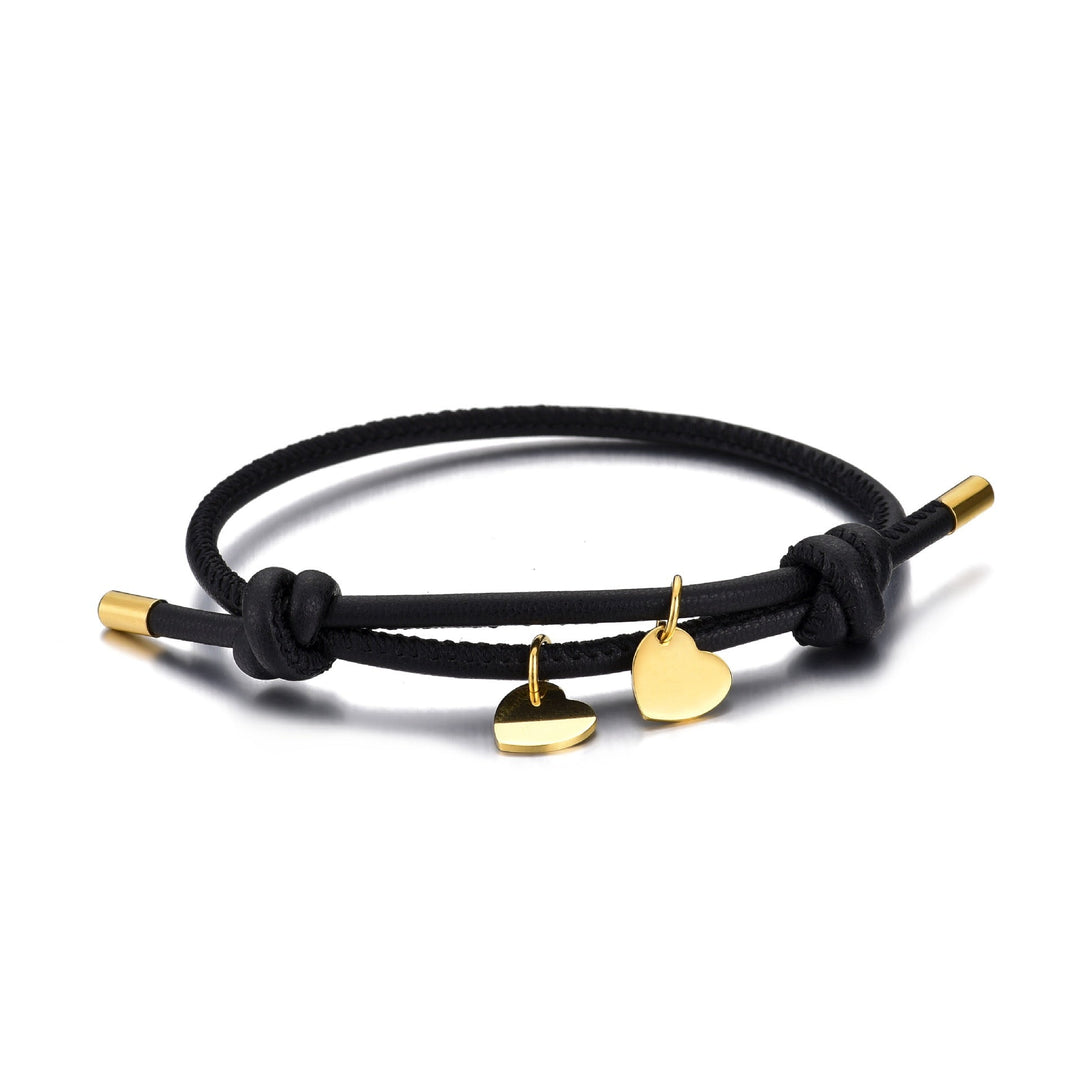 DOUBLE HEART LEATHER BRACELET