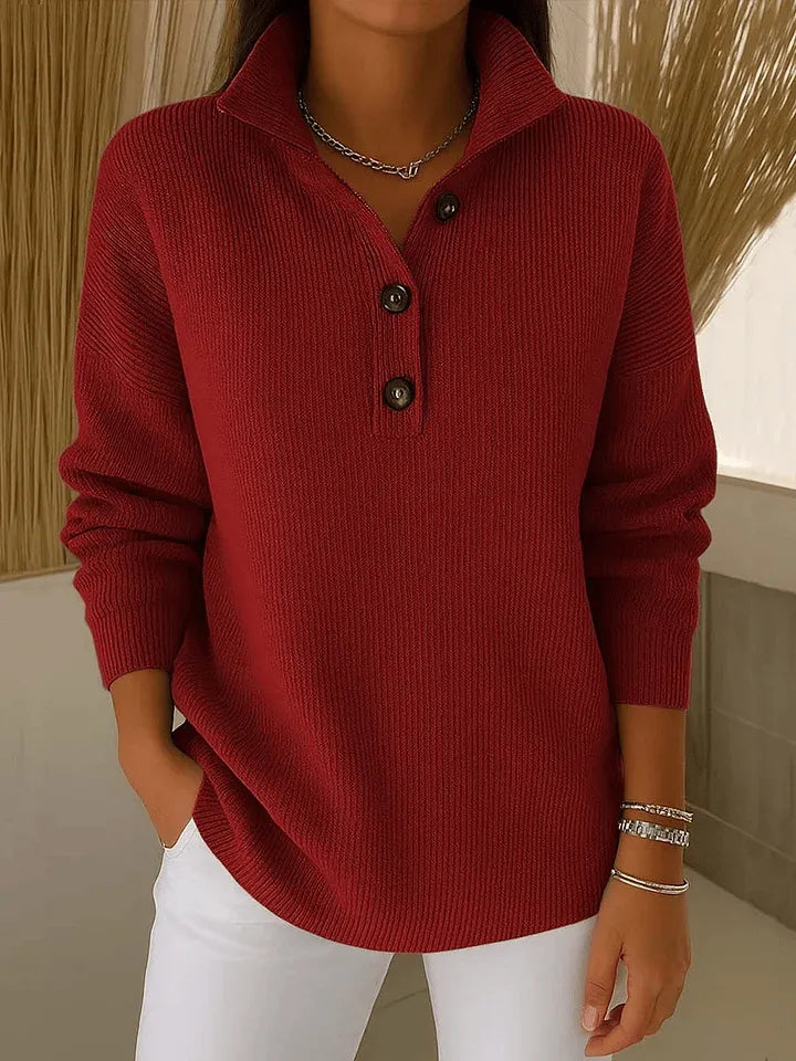 ANNIKA | V-Neck Polo Jumper