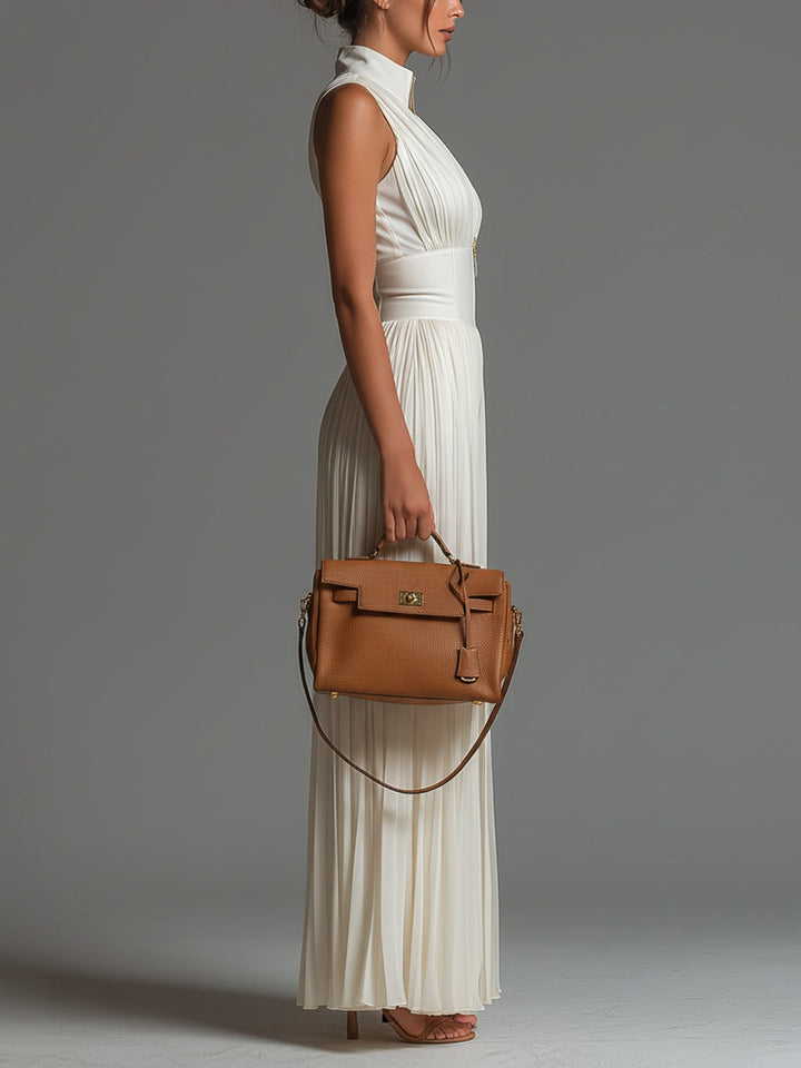 CLAIRE | White Pleated Chiffon Jumpsuit
