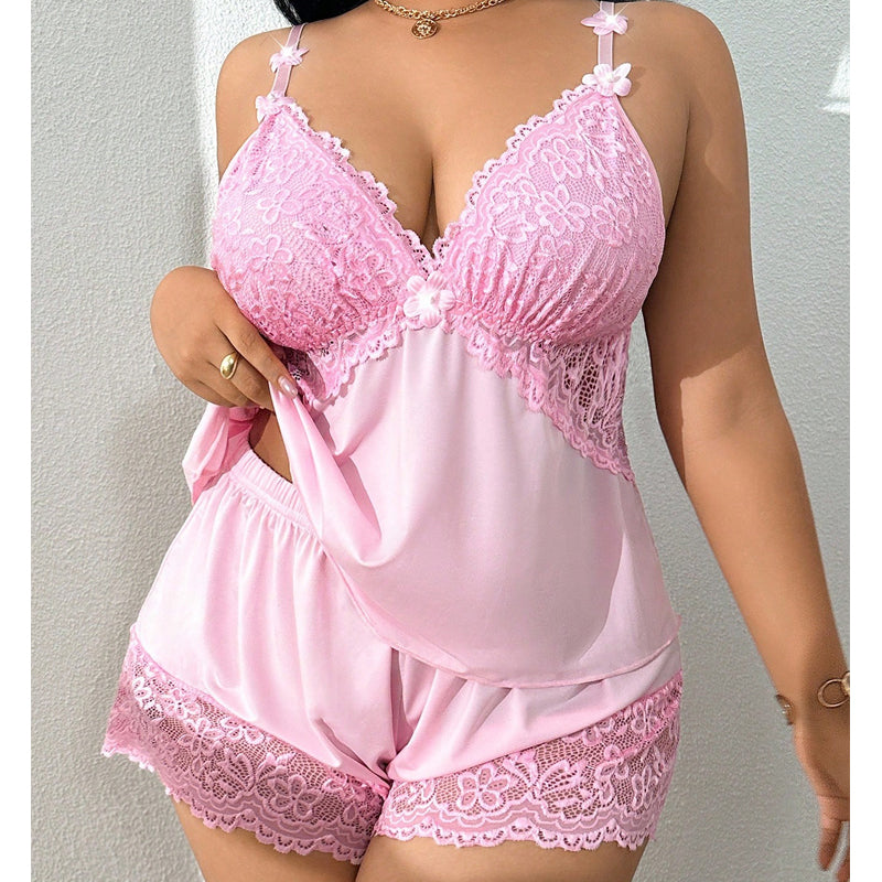 TRUDY | Lace Trim Pyjama Set