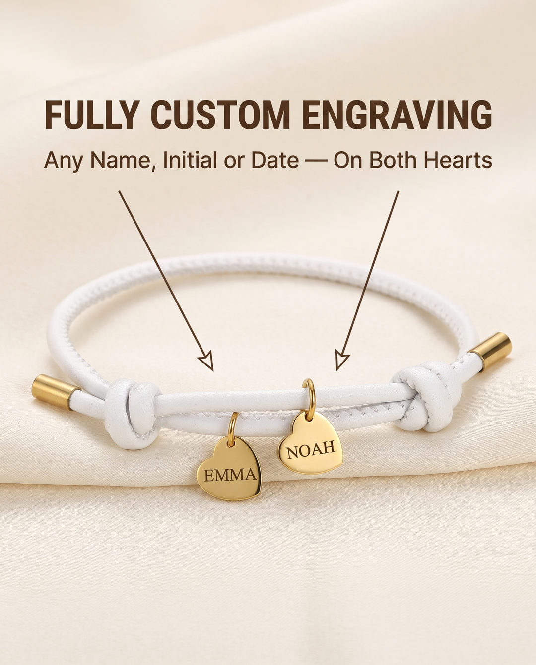 DOUBLE HEART LEATHER BRACELET