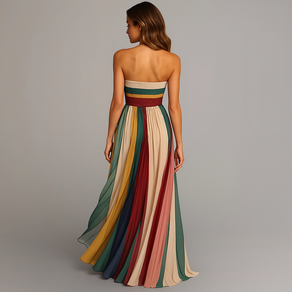 ISABELLA | Strapless Pleated Maxi Dress
