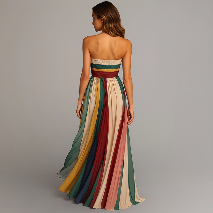 ISABELLA | Strapless Pleated Maxi Dress