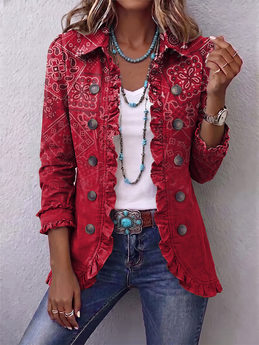 CRISELLE paisley ombre ruffled jacket
