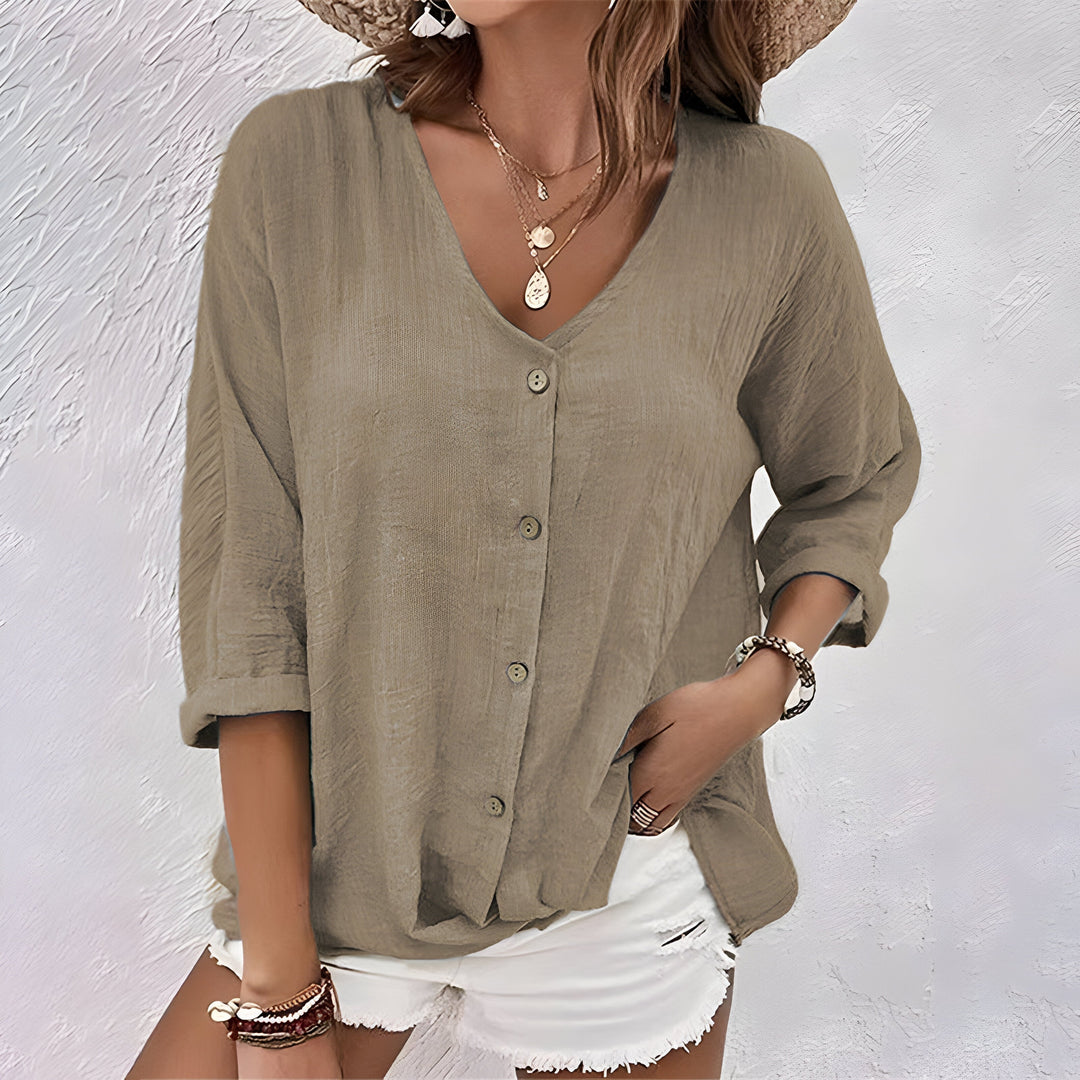 PERPETUA | Relaxed Button-Up Blouse